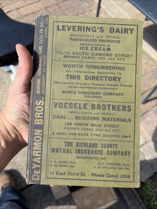 Mansfield Ohio Official City Directory 1937-1938