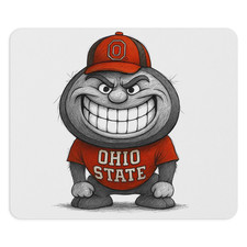 Ohio State Buckeyes Mouse Pad 9.5"x8"  Scarlet  Gray Grin Design Desk Mat