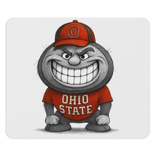 Ohio State Buckeyes Mouse Pad 9.5"x8" | Scarlet & Gray Grin Design Desk Mat