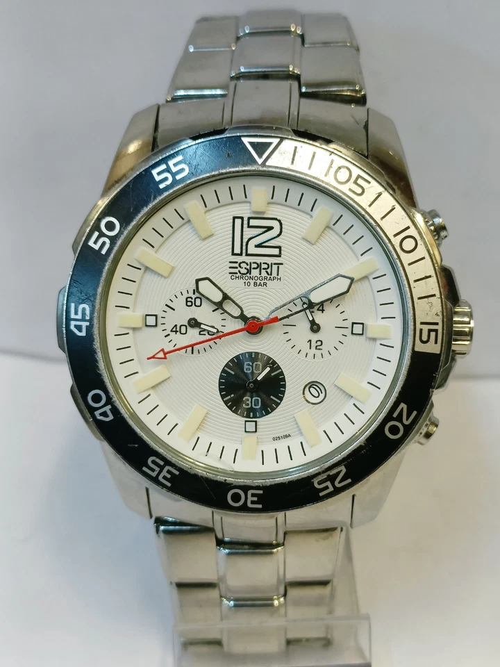 ESPRIT CHRONOGRAPH QUARTZ WHITE DIAL 102511 MEN'S FULL WORKING CONDITION - Image 2 of 4