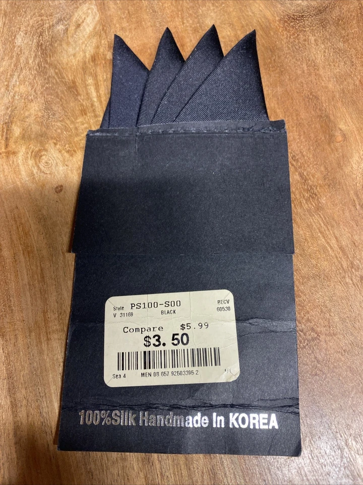 4 CUADRADOS DE BOLSILLO de colección 4 puntos - Personalizados doblados y cosidos solo sin cordones traje de seda Foto 3 de 4