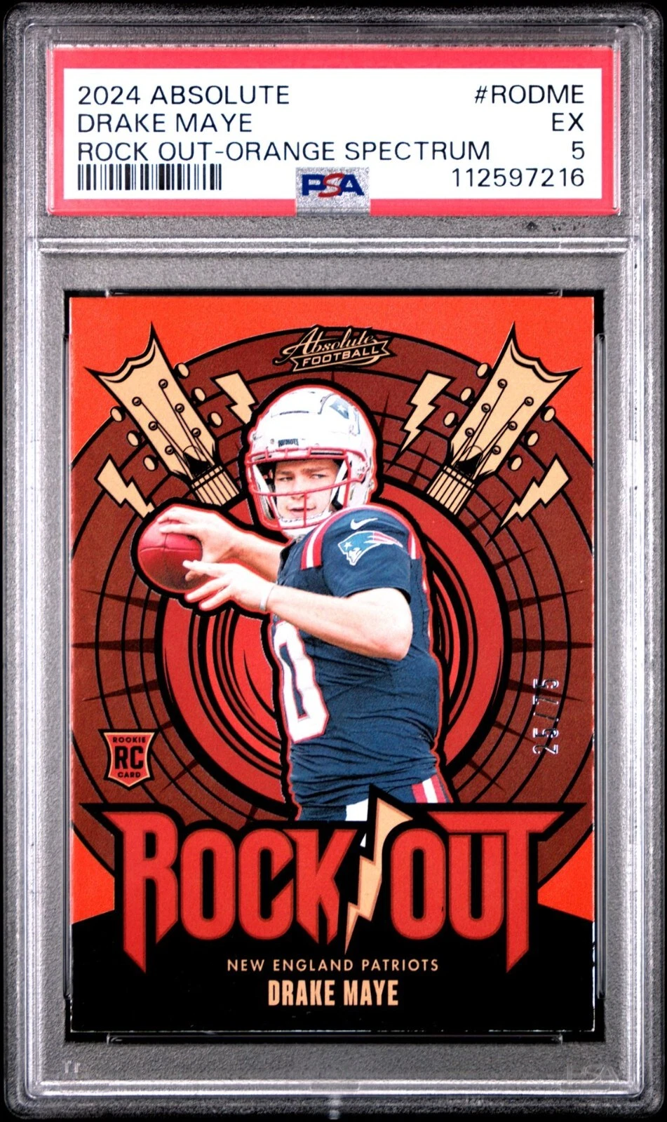 Drake Maye Panini Absolute Rock Out #RODME Orange Spectrum