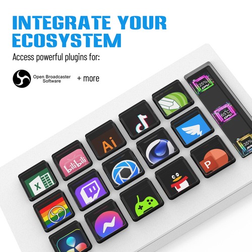 Pour StreamDeck Live Streaming Controller 15 touches macro LCD pour cadeaux Win/MacOS - Photo 11/18