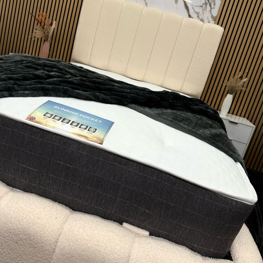 Luxury Cloud Teddy Boucle Ottoman Storage Bed Frame, Double Size, Panel Headboard, Modern Style, Upholstered Fabric, (Silver, 5ft King Size - View #9