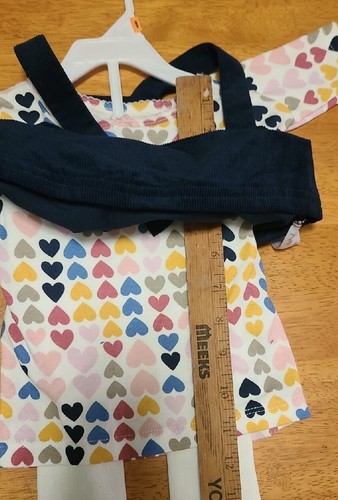 Carter's Baby 12M neu mit Etikett blau Cord Latzkleid mit Herz Long-Sl Shirt Strumpfhose - Bild 11 von 15