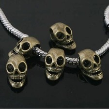 8pcs antiqued bronze skull spacer Beads Fit European charm Bracelet L0039