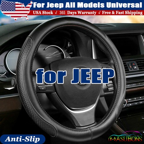 Universal Genuine Leather Car SUV Steering Wheel Cover 15" For Honda