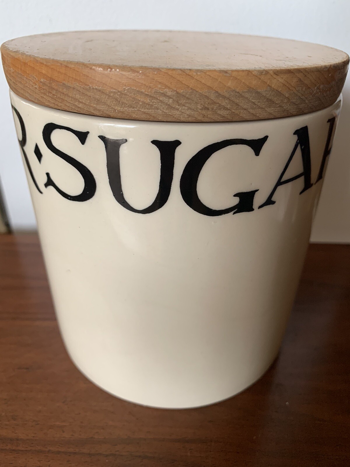 Vintage Emma Bridgewater Black Toast SUGAR jar canister wooden lid 2nd