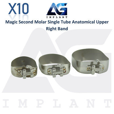 10 Dental Magic Second Molar Single Tube Anatomical Upper Right Ortho Band Lab