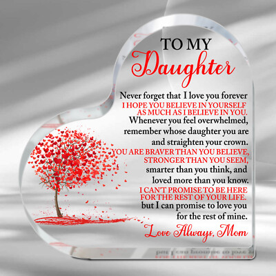 Acrylic Heart Plaque Mom's Ideal Gift for Her Daughter Tree of Love Design