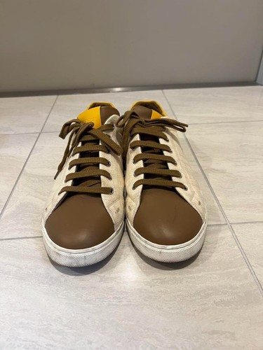 FENDI Sneakers – White/Brown/Yellow – Size 27.5cm –Canvas and Leather Shoes - Picture 7 of 10