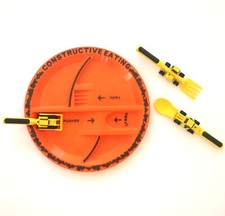 Constructive Eating Construction Combo Set 4 Pieces Plate And Utensils B8