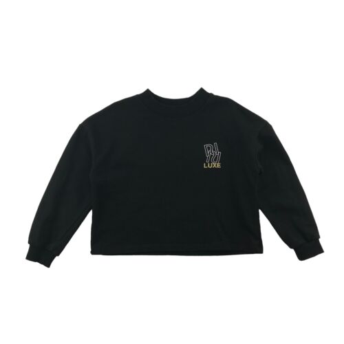 River Island Sweater Age 5 Black Text Graphic Luxe Cropped - Picture 1 of 12
