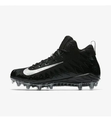 Nike Mens Alpha Menace Pro Mid Football Cleats Black Silver 
