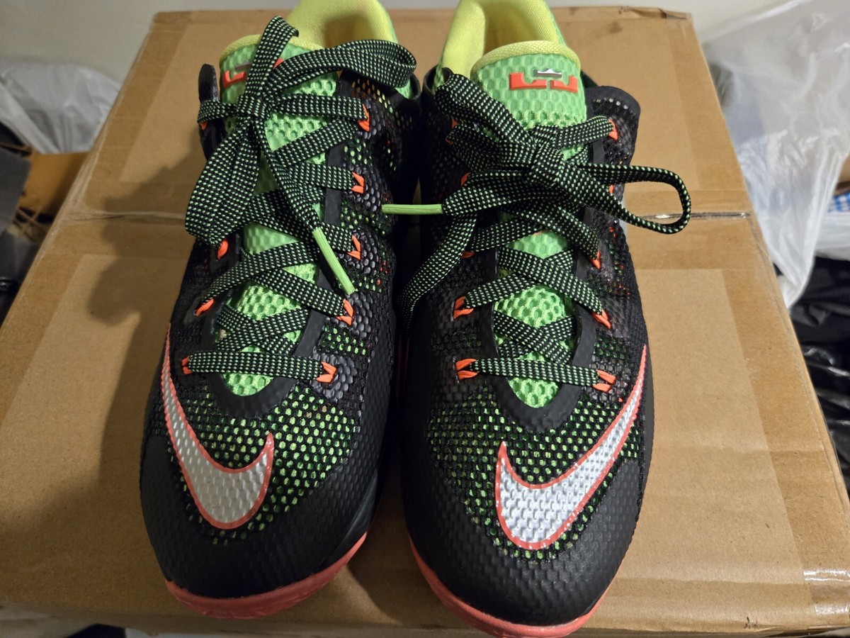 Nike LeBron 12 Remix Low Black Lime Sneakers Shoes Size 6Y