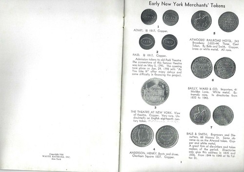Coin Booklet USA Early New York Merchants' Tokens 1789-1850 Wayte Raymond 1936 - Picture 3 of 5