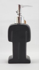 His Bathroom Soap Dispenser 9oz Matte Black Ceramic Human Man Shaped Dispenser