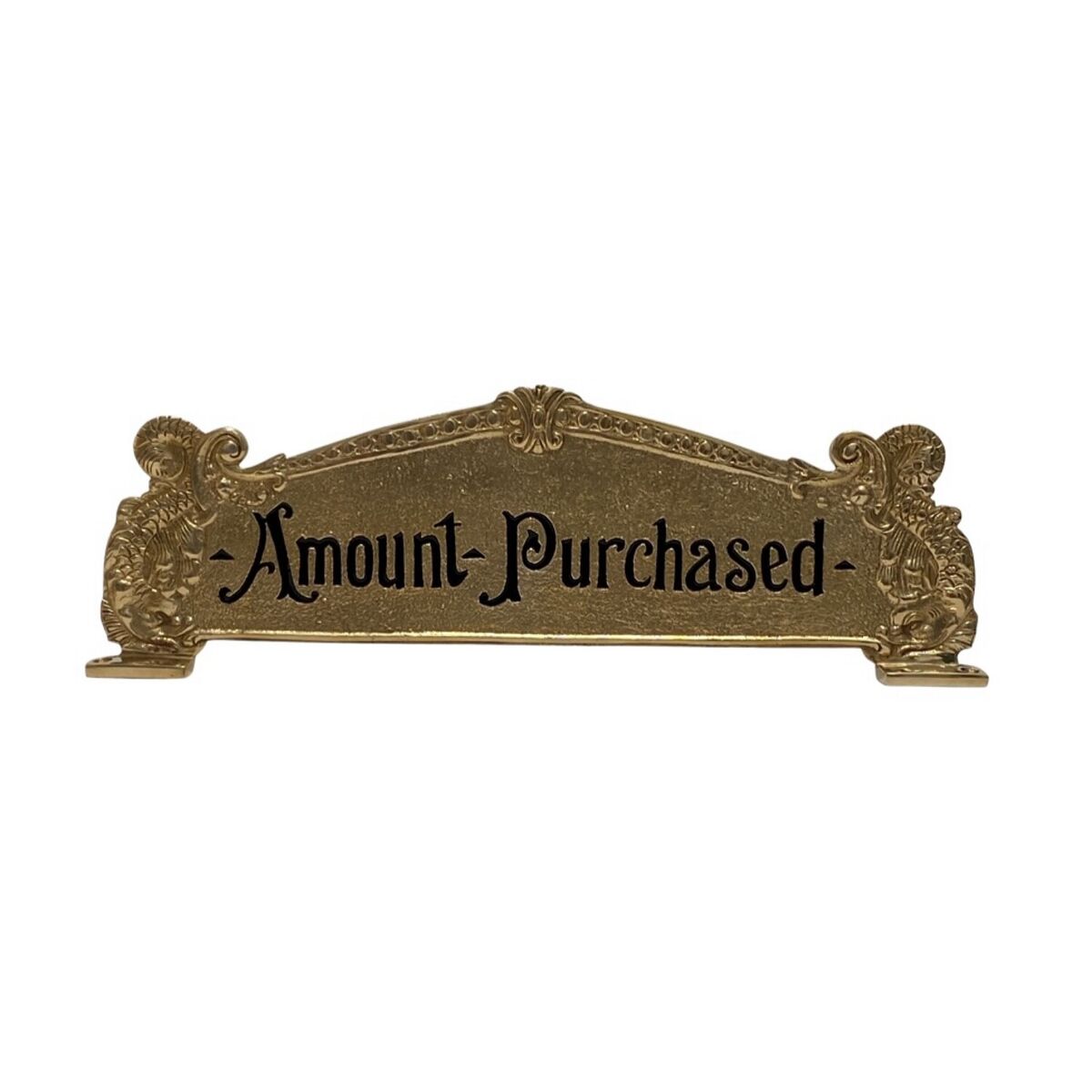Amount Purchased Brass Cash Register Sign For Old Scroll Amount Purchased Brass Cash Register Sign For Old Scroll