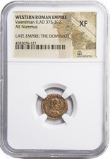 NGC XF Roman AE4 Valentinian II AD375 -392 NGC Ancients Certified EXTREMELY FINE