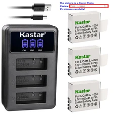 Kastar Battery LCD Triple Charger for SJCAM SJ4000 Qumox BAT-412 & QUMOX SJ6000