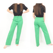 Salem 70s Vintage Green Trouser Slacks High Waisted Straight Leg Size 2 Waist 26