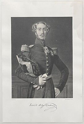 Ferdinand Philippe De Bourbon Orléans (1810-1842) Signatur Gravur 1872