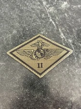 USMC US Marine Corps II 4” Patch Iron On Vtg Rare Subdued Hook Loop Anchor Logo