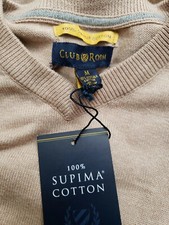 CLUB ROOM Taupe V-neck Supima Cotton Long Sleeve Men's knit sweater Size M NWT