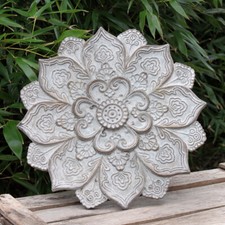 Blumen Mandala Wandobjekt Beton Bild Rund Vintage Wandornament Shabby Wanddeko