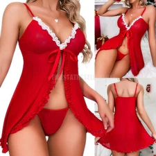 Babydoll Lingerie+Underwear Sexy Women's Nightwear Dress Lace Sleepwear G-string