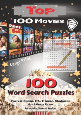 Top 100 Filme Wortsuche Rätselbuch: Großdruck, massiv 2000 plus Wörter