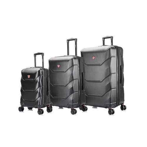 DUKAP Suitcases 20"/26"/ 30" Lightweight Hardside Spinner Black (3 pc-set)