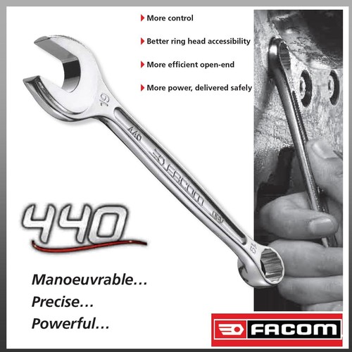 Llave tensor combinada Facom 440 serie 12 puntos OGV® tamaños métricos anillo abierto - Imagen 9 de 34