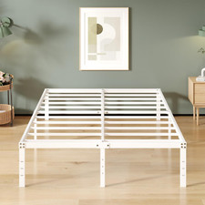 16 Inch White California King Bed Frames No Box Spring Need, Platform Cal King B