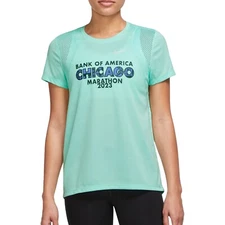NIKE Chicago Marathon 2023 Dri Fit Running  Short Sleeve Top Women’s S Green New