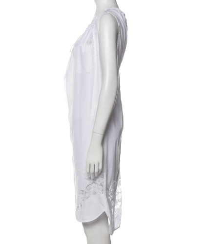 1.2K Auth NWT Ermanno SCHERVINO White Cotton SHIRTDRESS with LACE Inserts - Picture 3 of 5