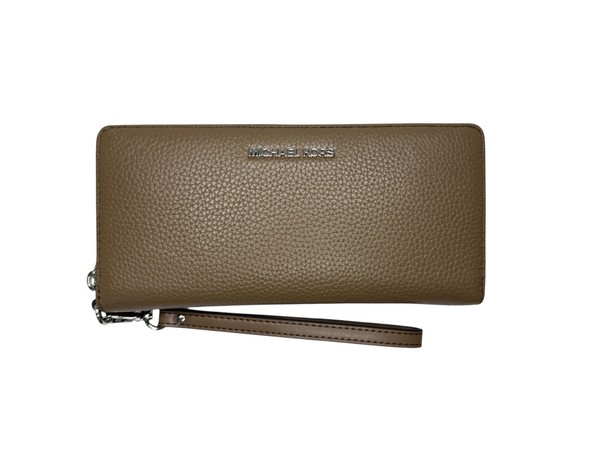 Michael Kors Mk GeldböRse Portemonnaie Portmonee Jet Set Travel Braun Leder Neu-image