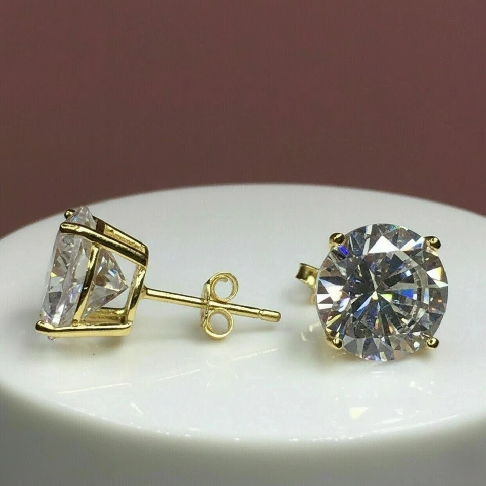1CTTW Round CVD Lab-Grown Diamond Earrings in 14K Yellow Gold – Solitaire Stud - Image 3 of 4