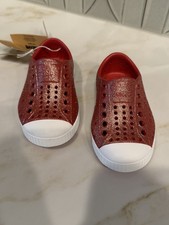 Native Jefferson Bio-Bling Shoes Toddler C5 Ruby Red Glitter NWT