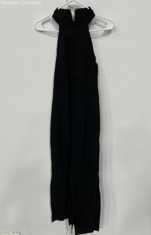 Anthropologie Womens Black Sleeveless Wide-Leg One-Piece Jumpsuit Size S