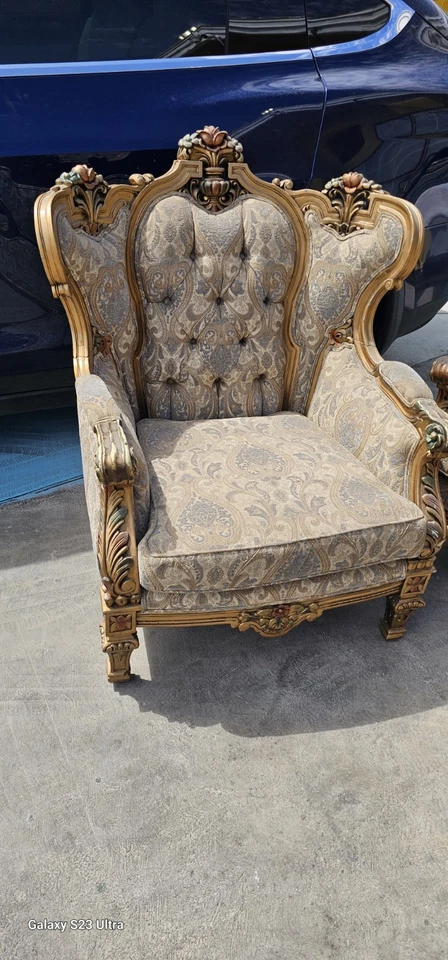 Juego de sofá vintage estilo victoriano con sillas 2 sofás 2 y 3 personas/2 sillas Foto 4 de 4