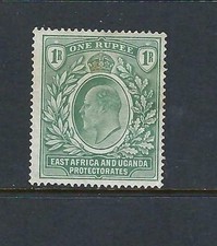 East Africa and Uganda 1904 King Edward VII 1r Green SG9 Mint Hinged. MH.