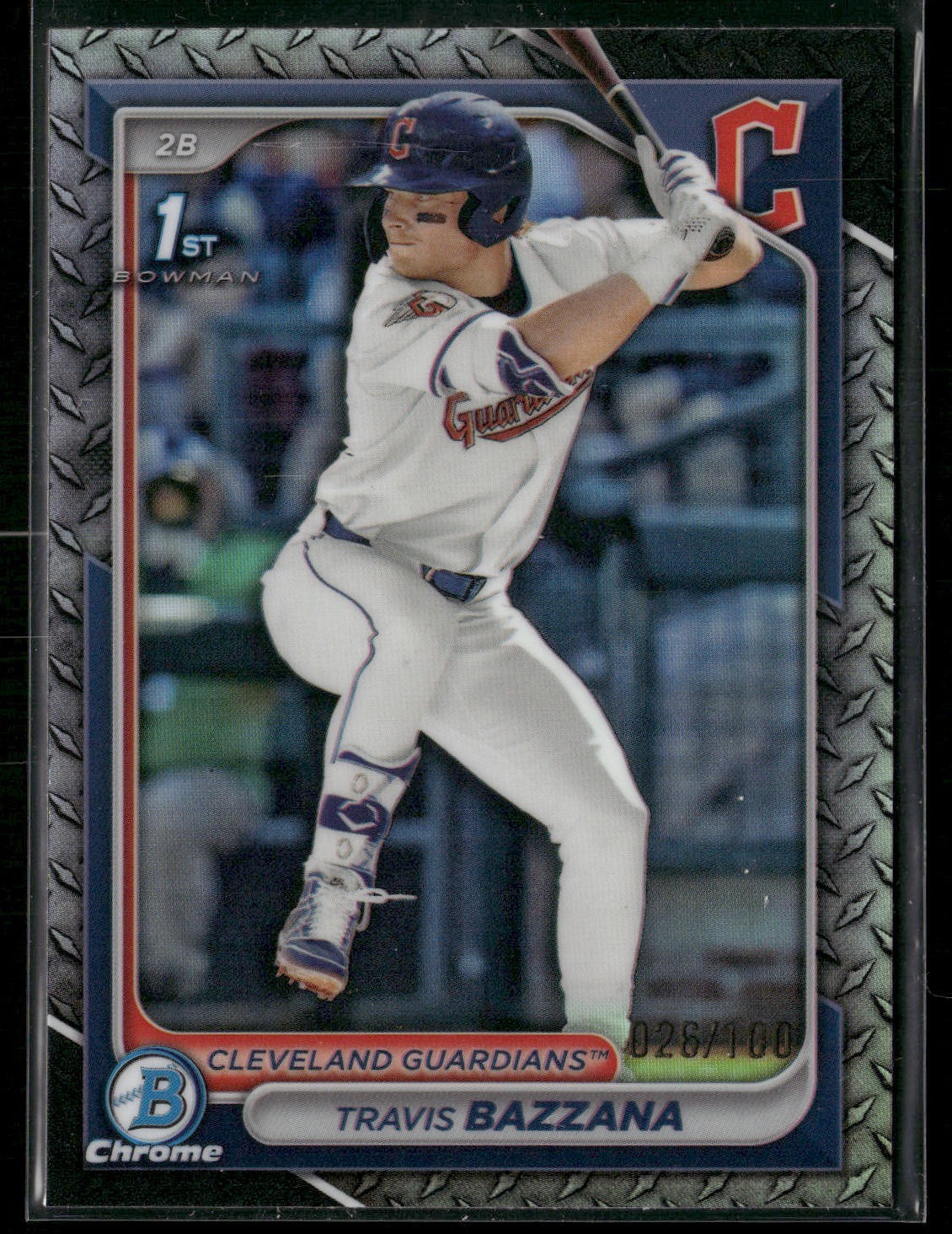 2024 Travis Bazzana Bowman Chrome Draft #BDC-1 Steel Metal Refractor 1st RC /100