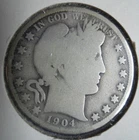 1904 Barber Half Dollar... 90% Silver... Fair-Good condition