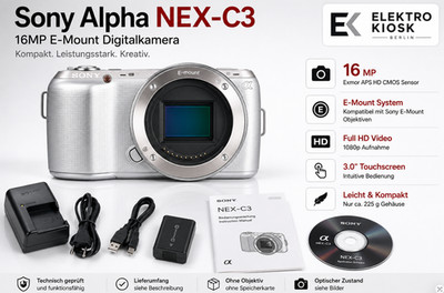  Sony Alpha NEX- C3    NEX C3 Foto Kamera E-Mount Digitalkamera 16MP Camera