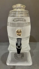 Vintage 3 Piece Frosted Glass Barrel Shaped Heinz Cider Vinegar Dispenser