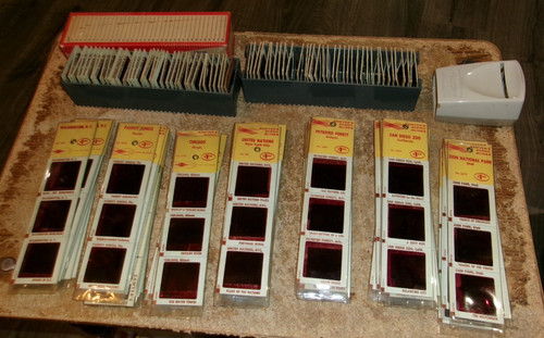 large lot of vintage saywers assorted slides + viewer in very good shape used