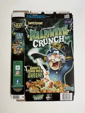 EMPTY Cap'n Crunch Halloween Crunch 2021 Cereal Box Ghosts Turn Milk Green FLAT