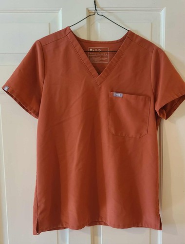Figs Women's Scrub Top Shirt One Pocket  Size: Small Terracotta (item MM)