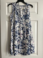 Gap Women's Sleeveless Babydoll Dress Blue with White & Pink Floral Size Small